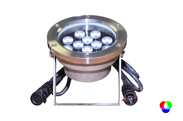 Подводный светодиодный прожектор (LED) 12 диодов, 25°, 24V.DC-RGB